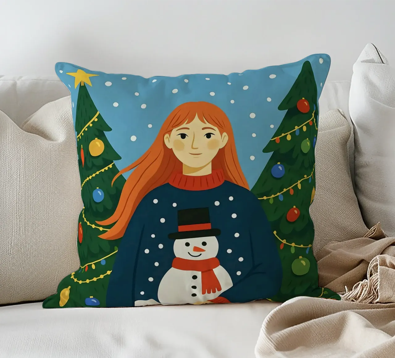 DONNA CALMA A NATALE cuscino da CHRISTMAS ART