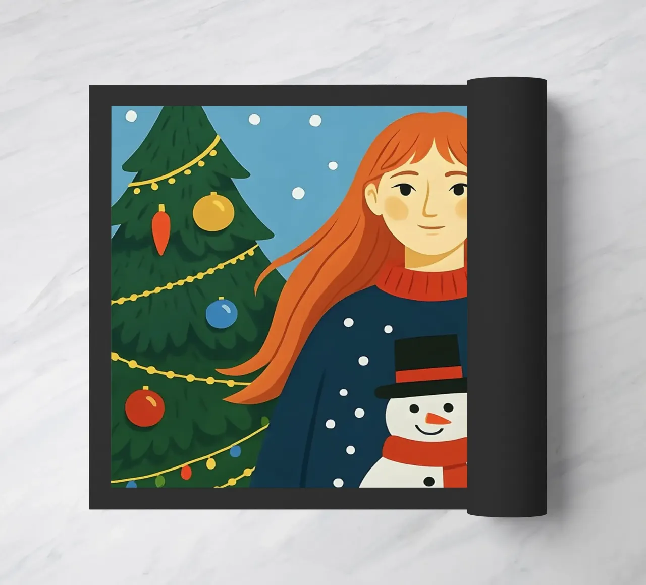 MUJER TRANQUILA EN NAVIDAD felpudo de CHRISTMAS ART