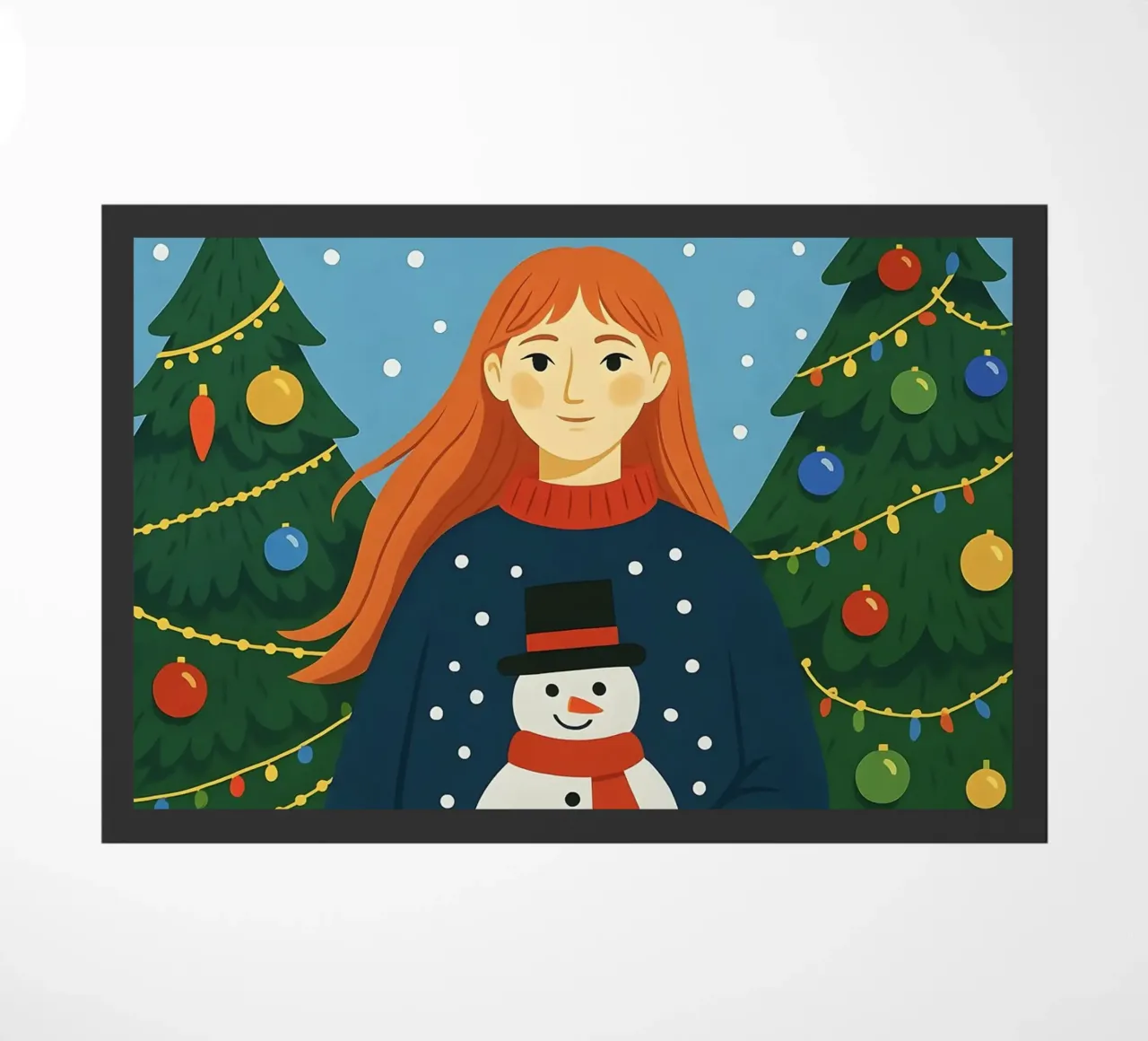 MUJER TRANQUILA EN NAVIDAD felpudo de CHRISTMAS ART
