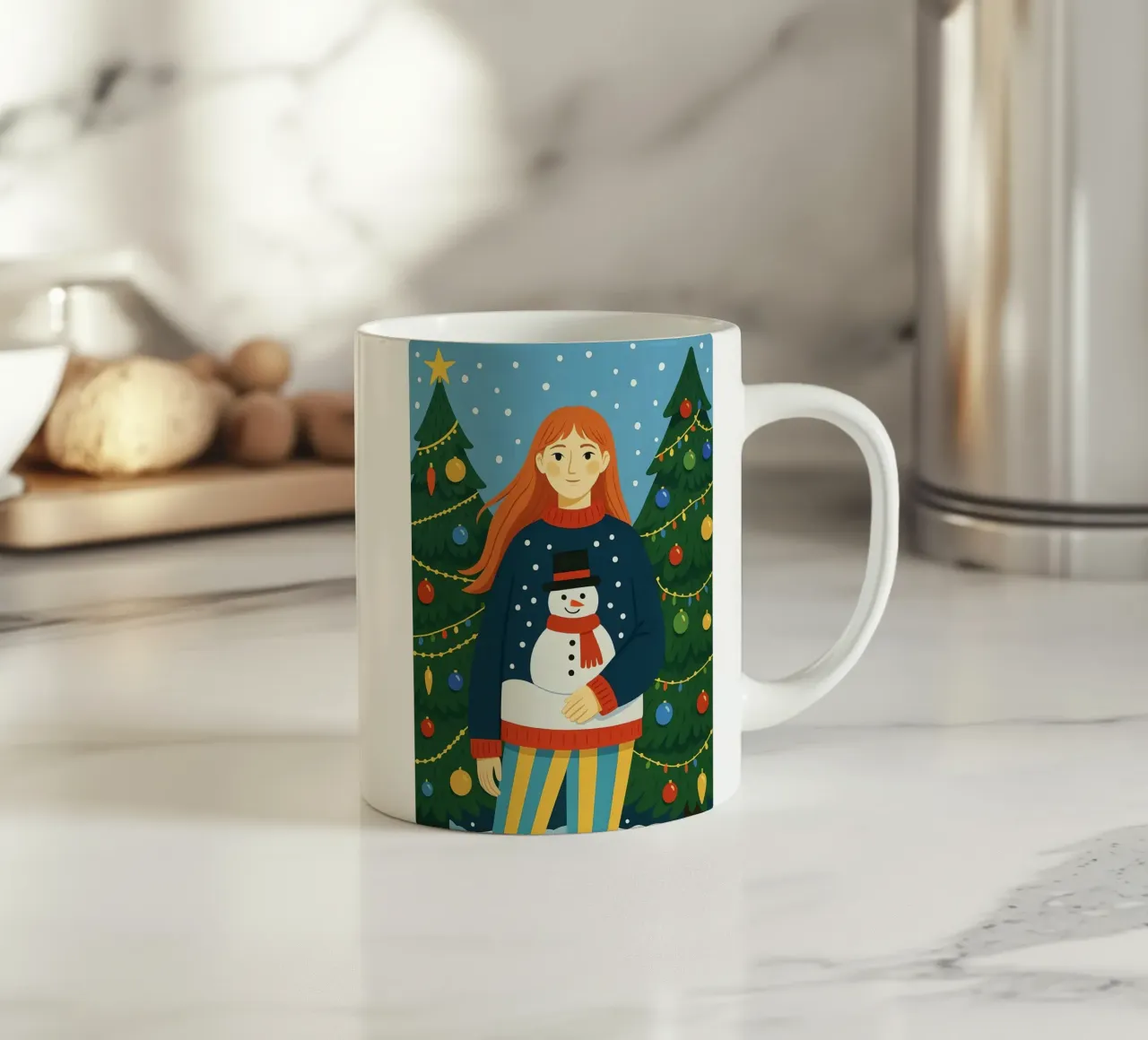 DONNA CALMA A NATALE tazza in ceramica da CHRISTMAS ART