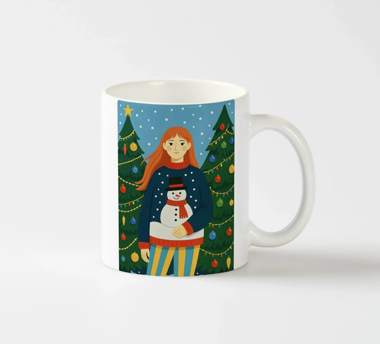 DONNA CALMA A NATALE tazza in ceramica da CHRISTMAS ART