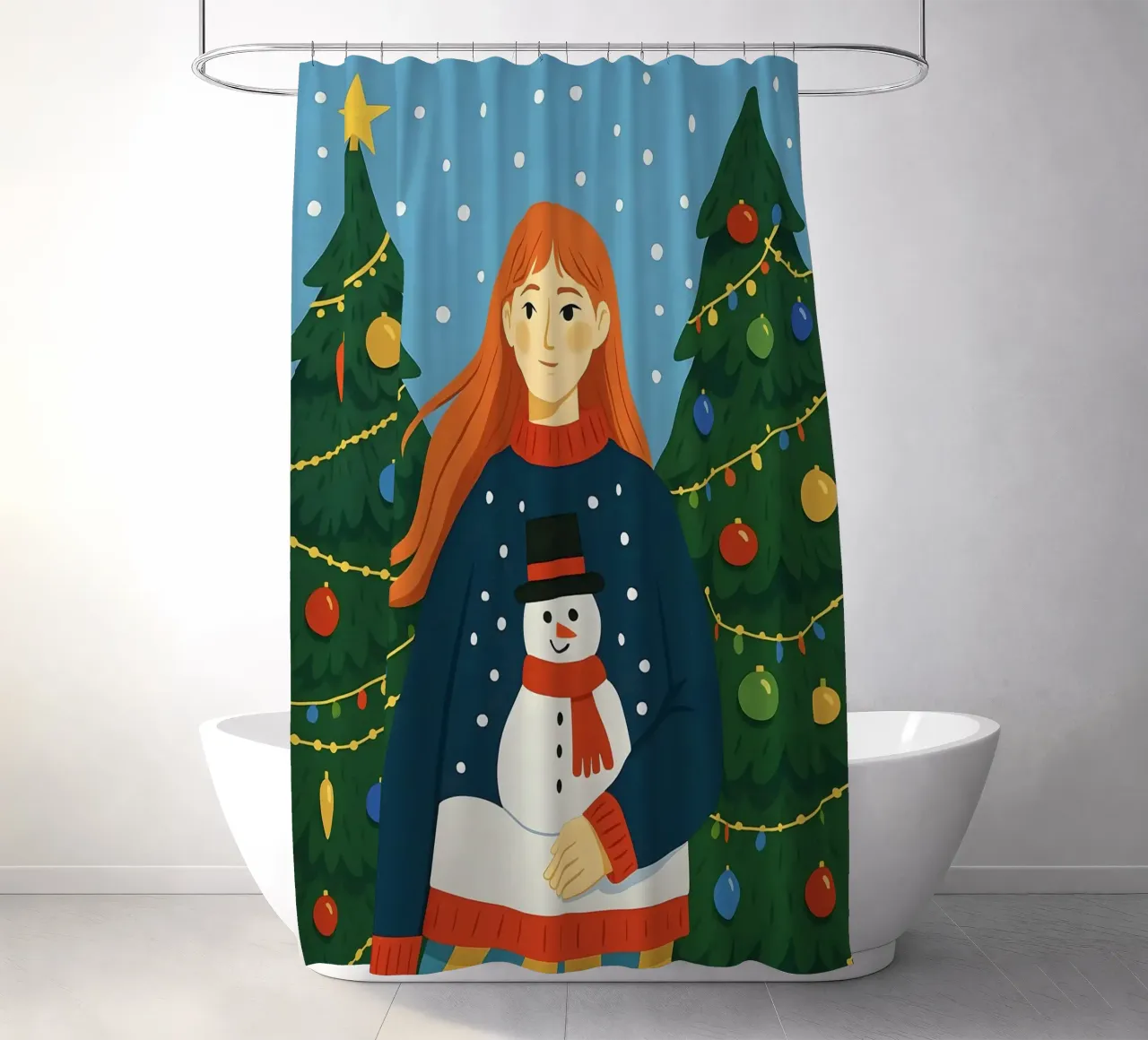 DONNA CALMA A NATALE tenda da doccia da CHRISTMAS ART