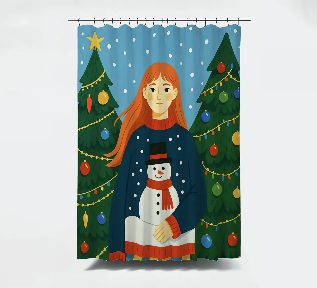 DONNA CALMA A NATALE tenda da doccia da CHRISTMAS ART