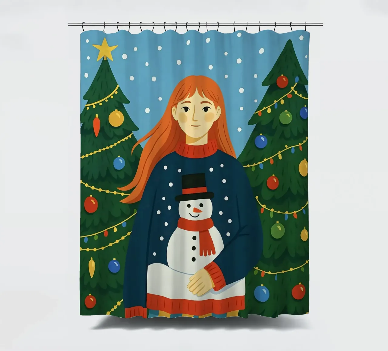 DONNA CALMA A NATALE tenda da doccia da CHRISTMAS ART