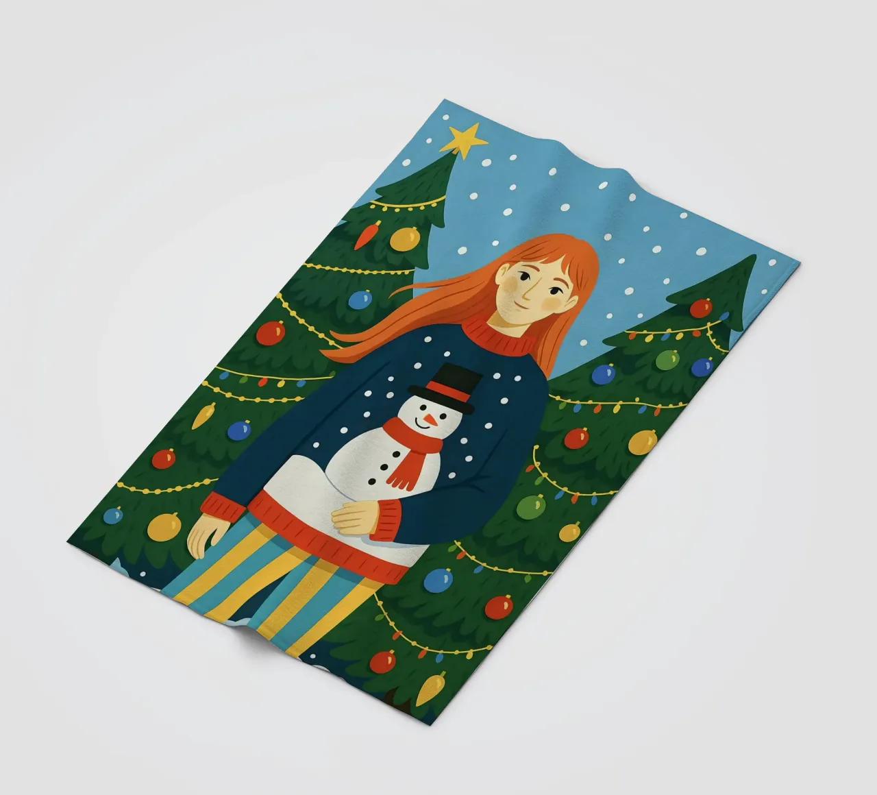 DONNA CALMA A NATALE coperta in pile da CHRISTMAS ART