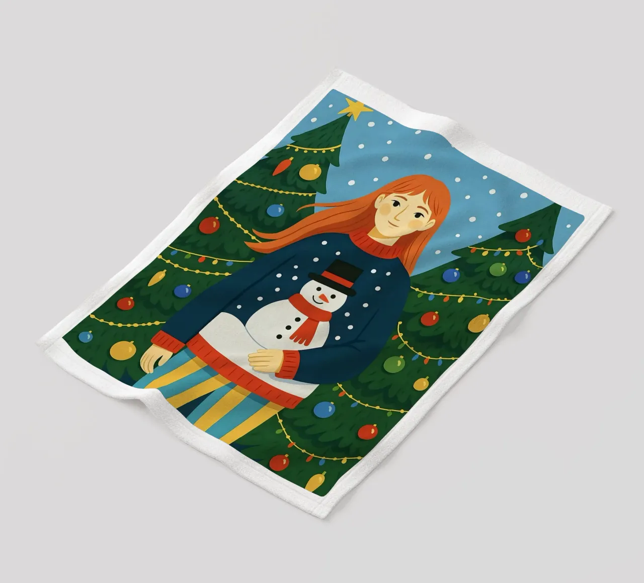 DONNA CALMA A NATALE coperta in pile da CHRISTMAS ART