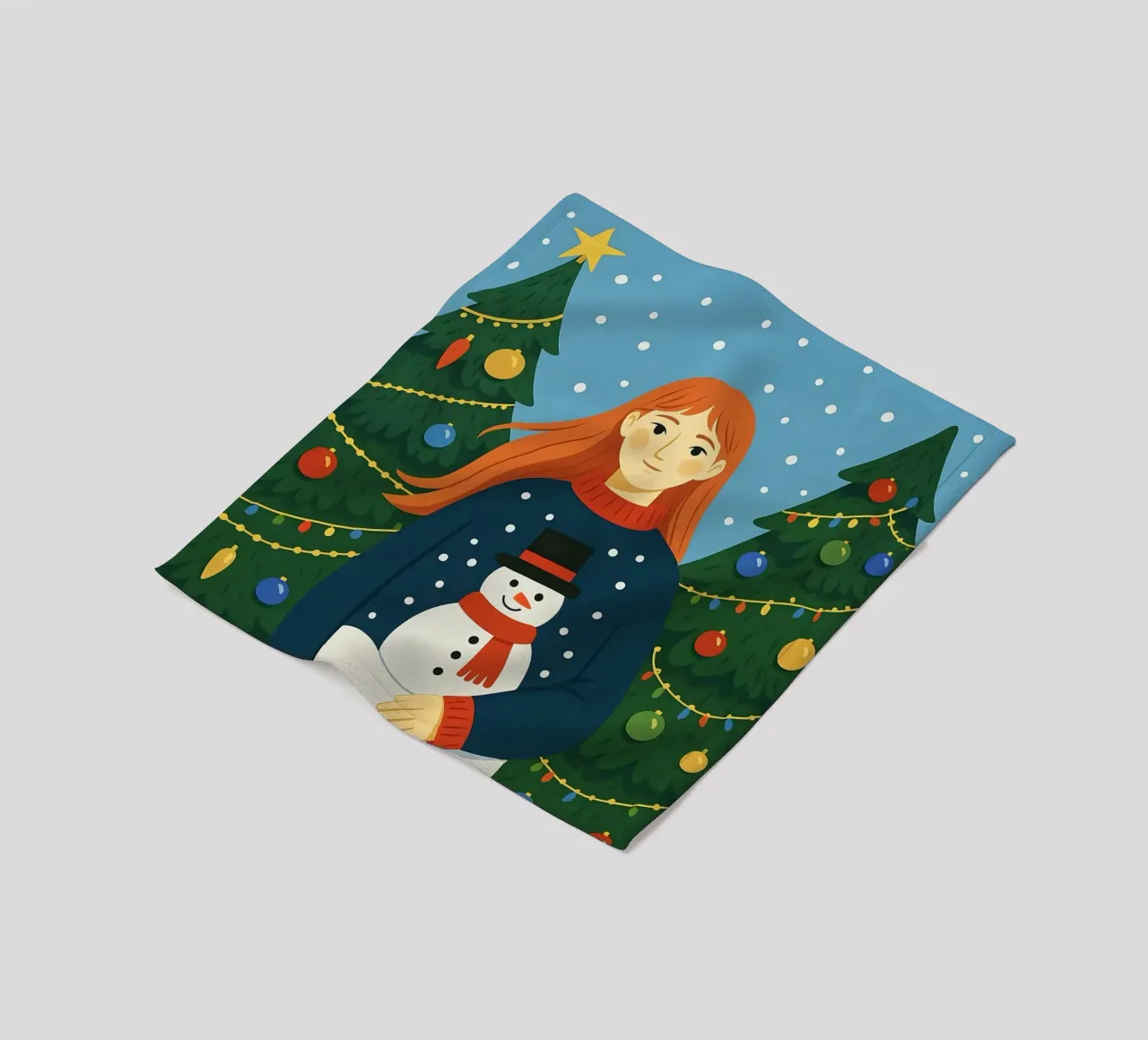 DONNA CALMA A NATALE coperta in pile da CHRISTMAS ART
