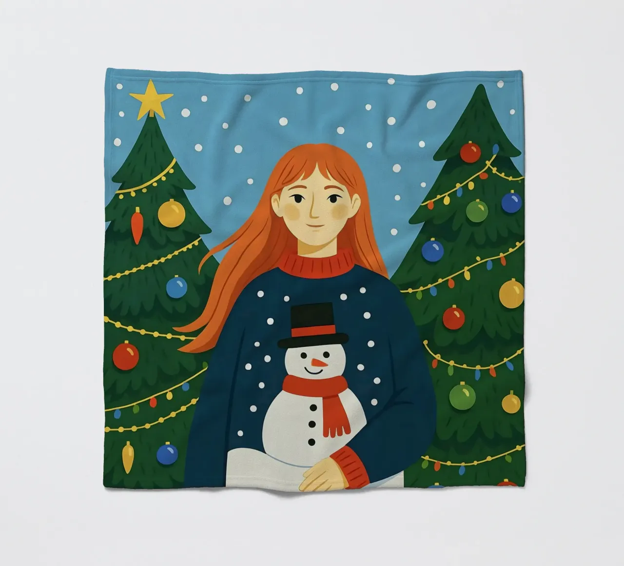 DONNA CALMA A NATALE coperta in pile da CHRISTMAS ART