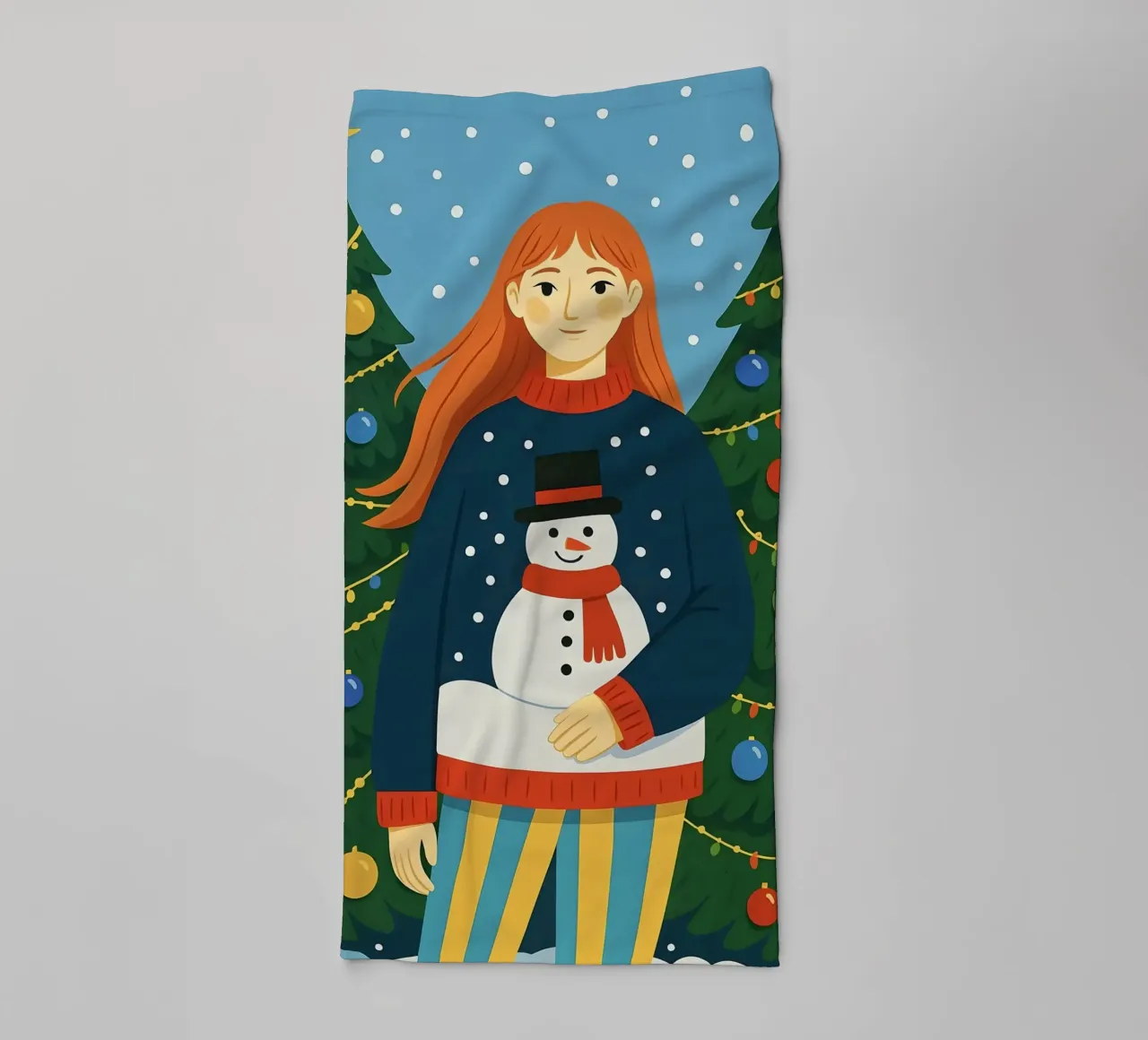 MUJER TRANQUILA EN NAVIDAD toalla de baño de CHRISTMAS ART