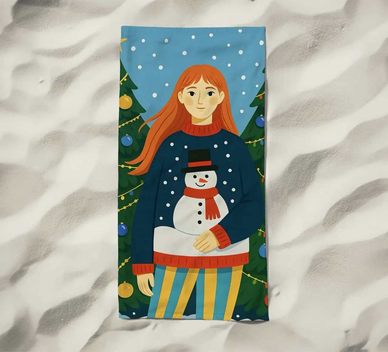 DONNA CALMA A NATALE telo mare da CHRISTMAS ART