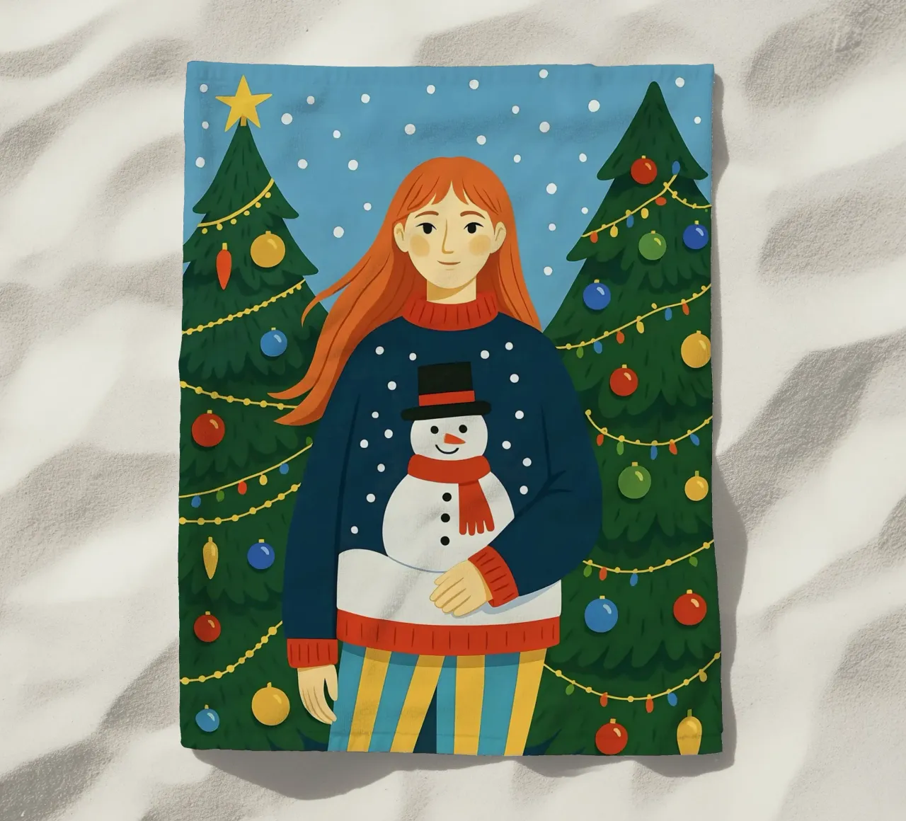 DONNA CALMA A NATALE telo mare da CHRISTMAS ART