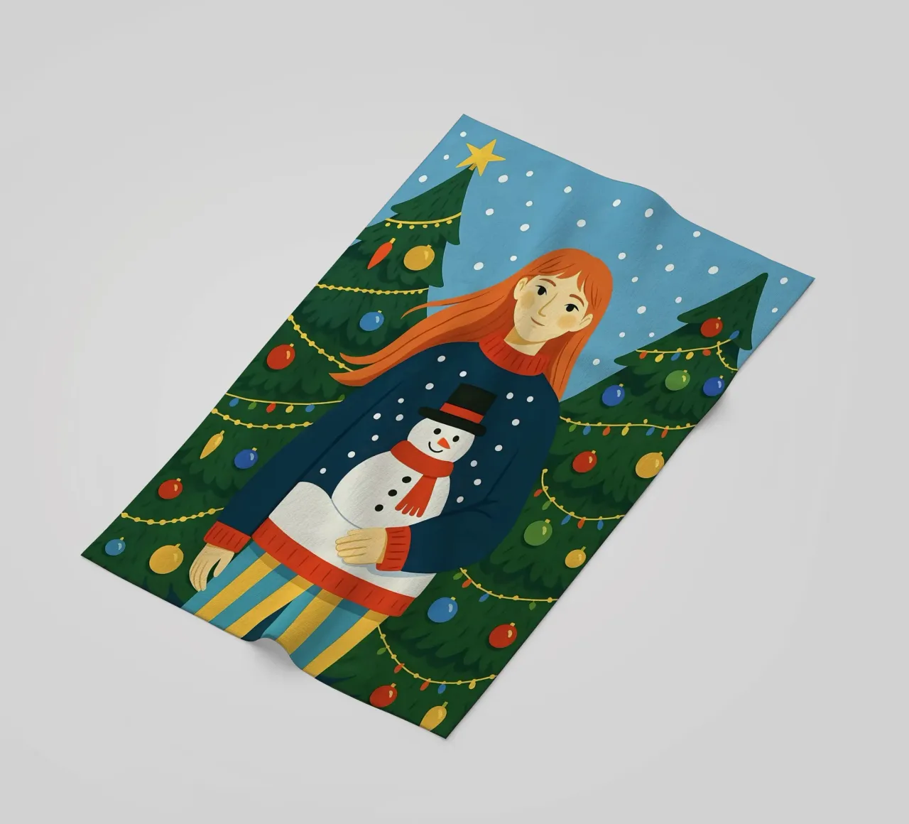 DONNA CALMA A NATALE telo mare da CHRISTMAS ART