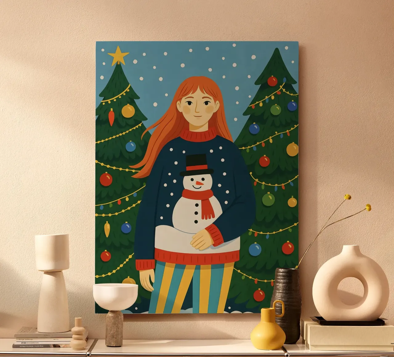 MUJER TRANQUILA EN NAVIDAD aluminio dibond de CHRISTMAS ART