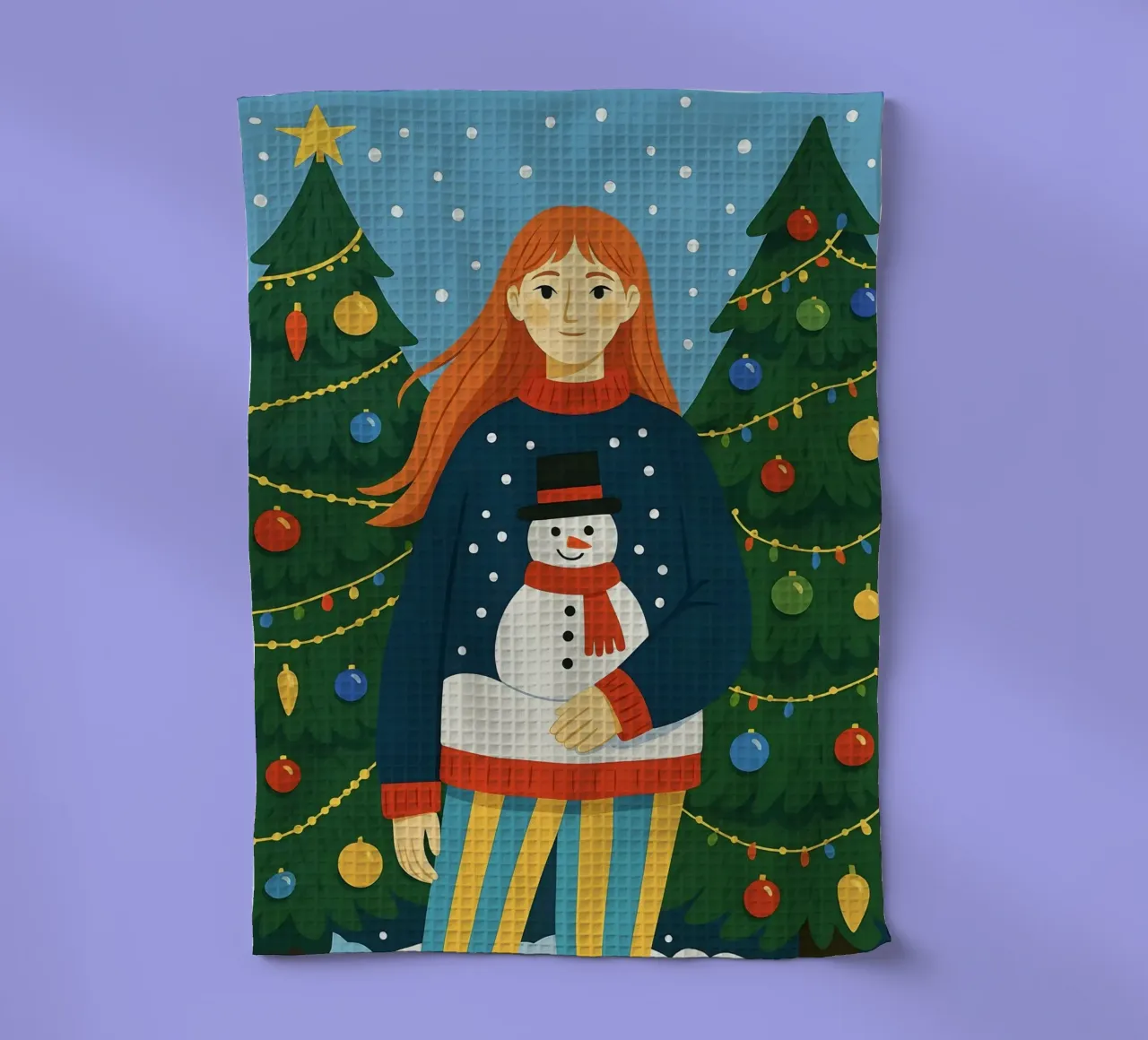 MUJER TRANQUILA EN NAVIDAD paño de cocina de CHRISTMAS ART