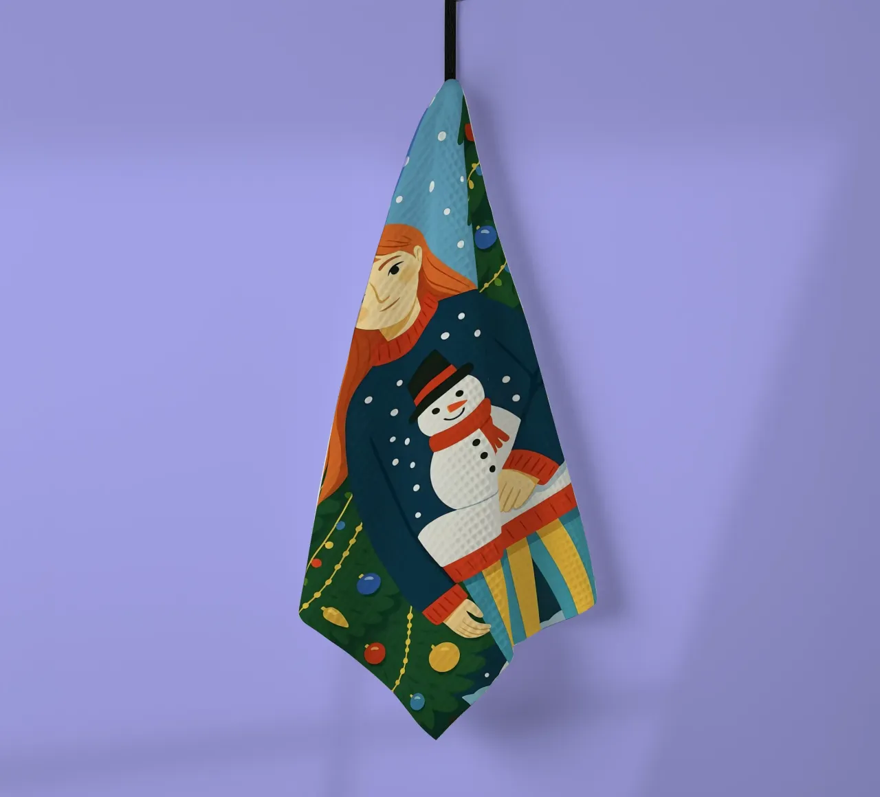 MUJER TRANQUILA EN NAVIDAD paño de cocina de CHRISTMAS ART