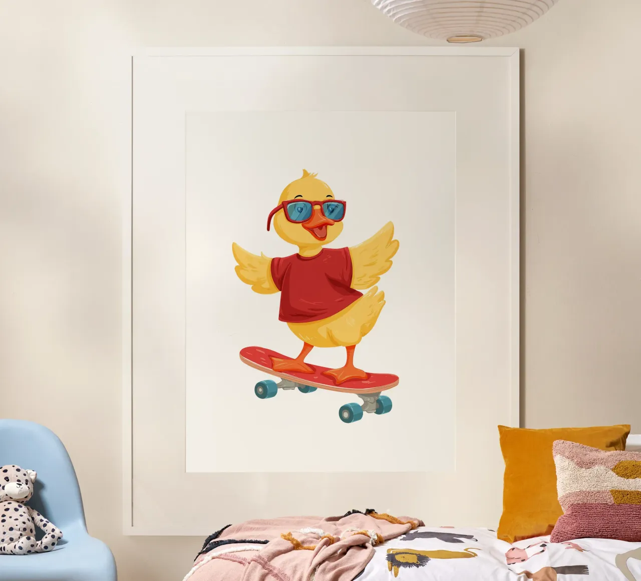 Cool Baby Chicken poster with wooden frame by HookASmile