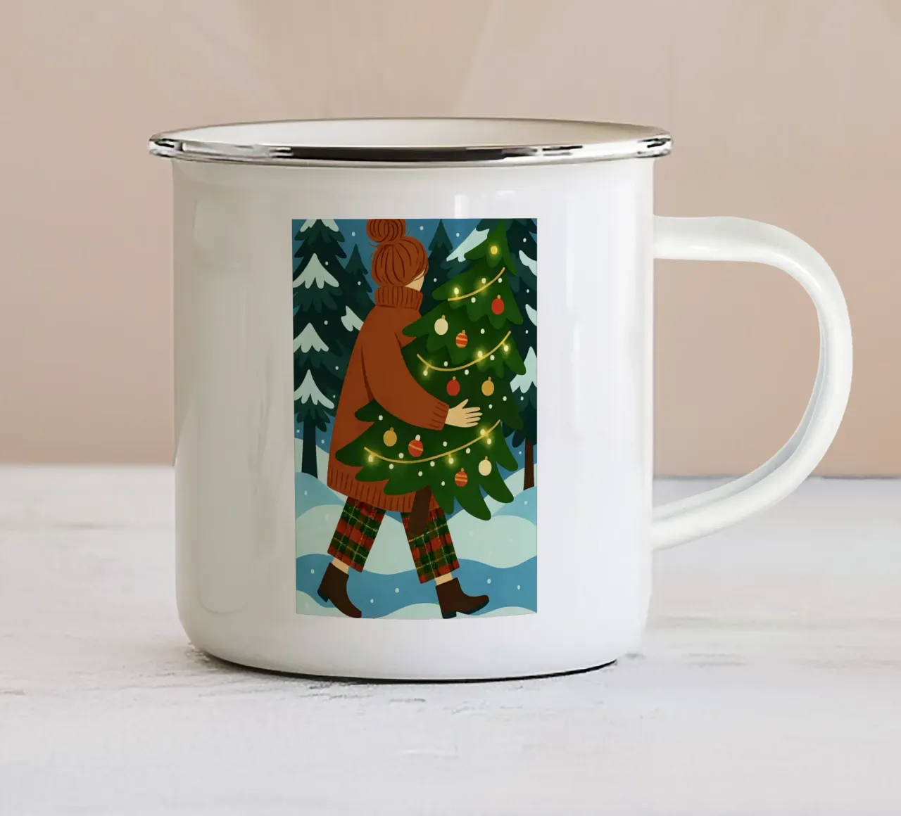 ALBERO DI NATALE CON LUCI FIABESCHE tazza in smalto da CHRISTMAS ART