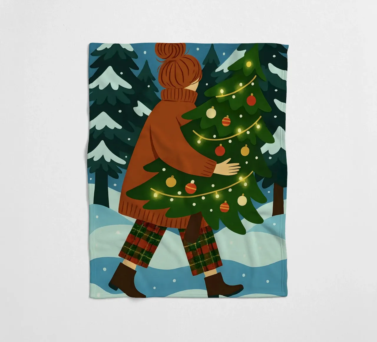 ALBERO DI NATALE CON LUCI FIABESCHE coperta in pile da CHRISTMAS ART