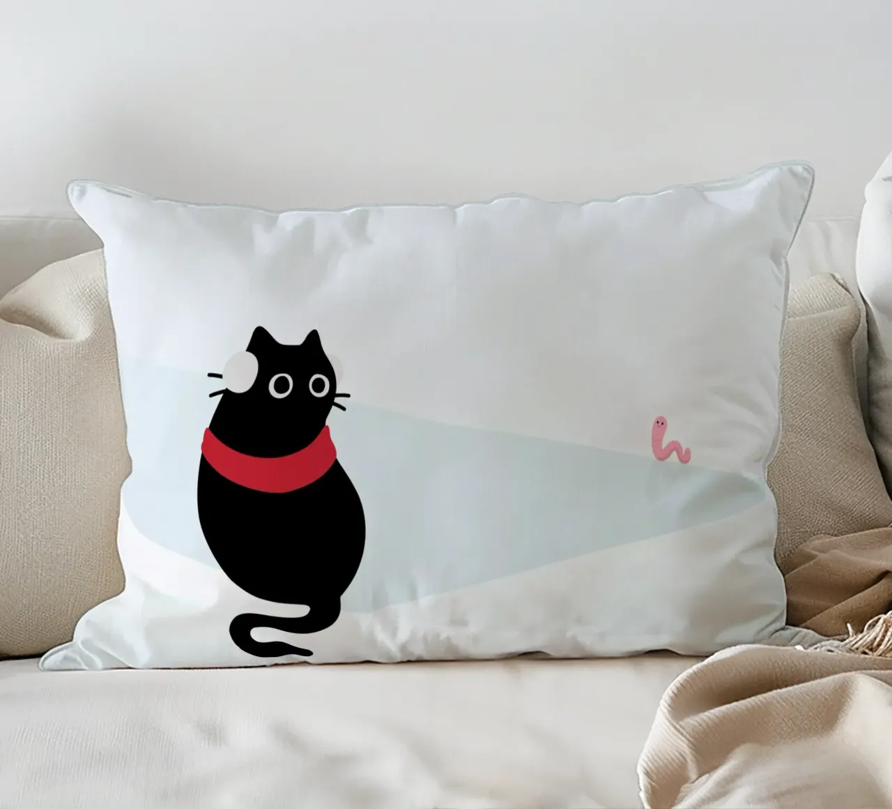 Gatto e verme #1 cuscino da Hightown Design