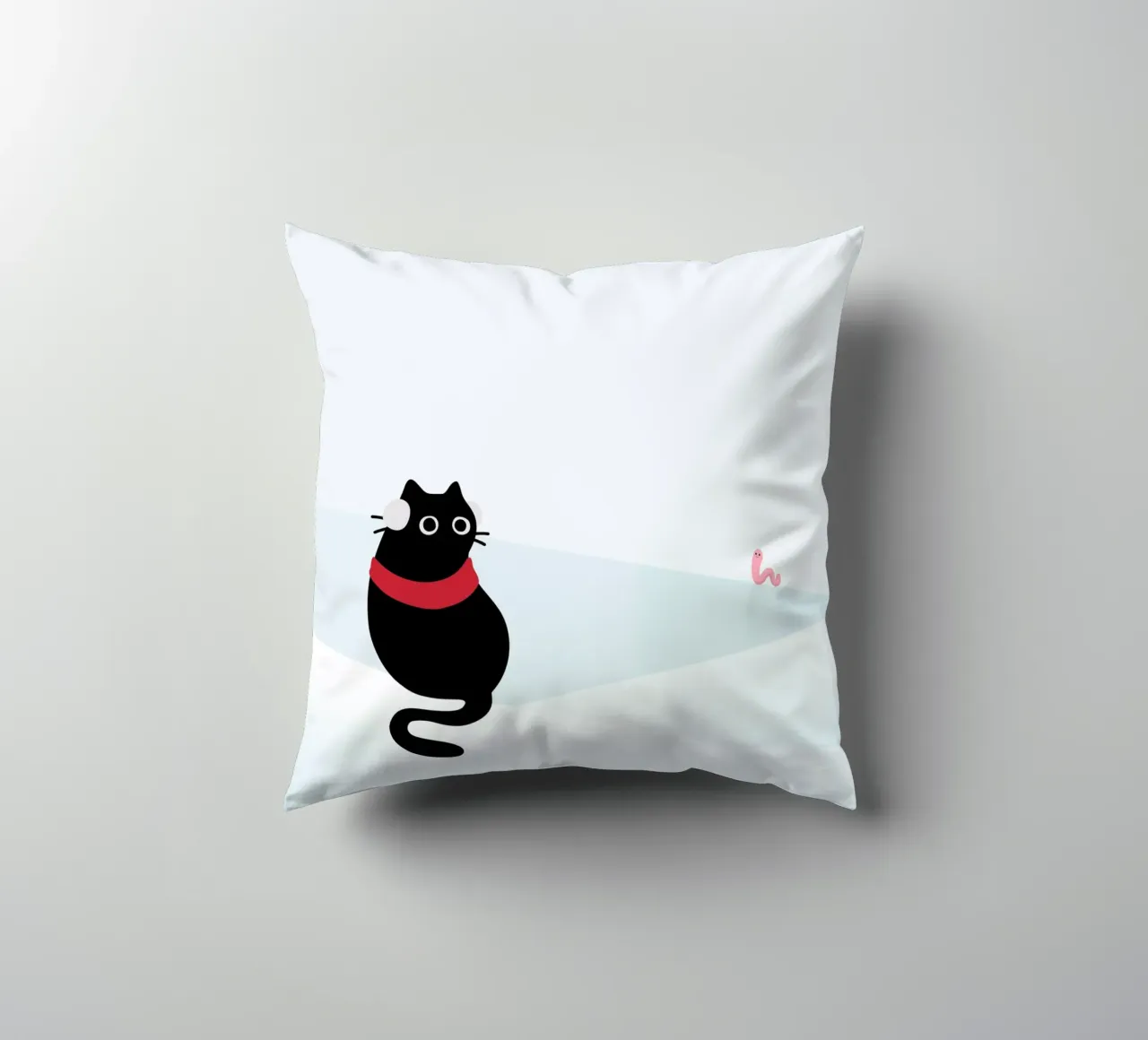 Gatto e verme #1 cuscino da Hightown Design