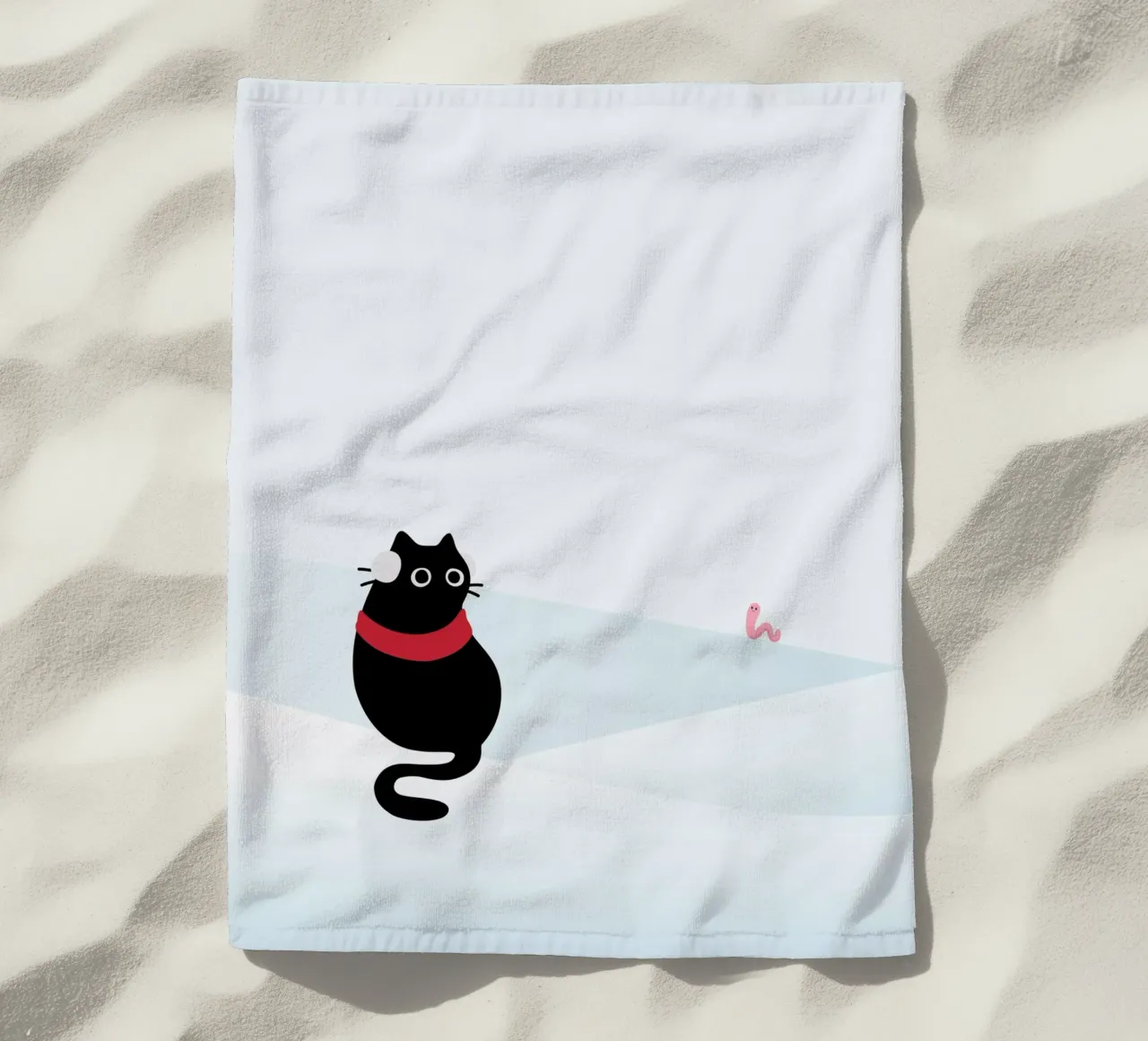 Gatto e verme #1 telo mare da Hightown Design