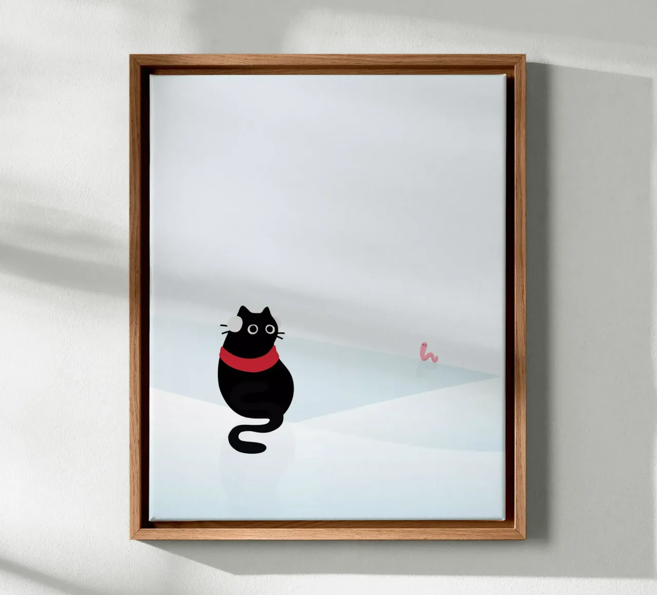 Cat & Worm #1 canvas with Floater frame by Hightown Design