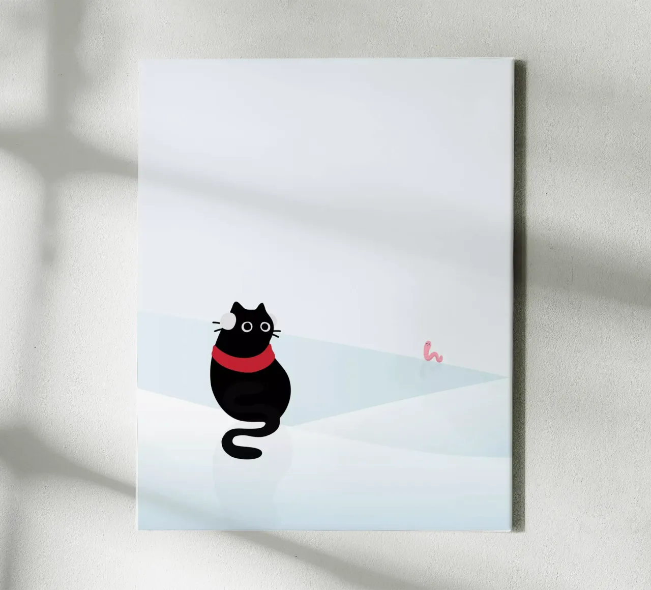 Cat & Worm #1 canvas with Floater frame by Hightown Design