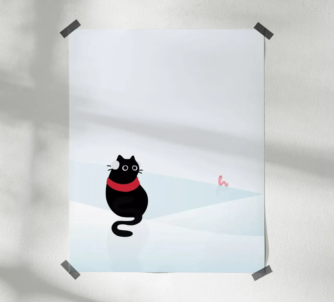 Gatto e verme #1 poster con telaio in legno da Hightown Design