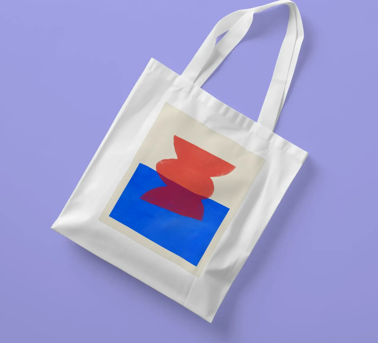 Forme astratte rosse e blu borsa in juta da Life of Pie