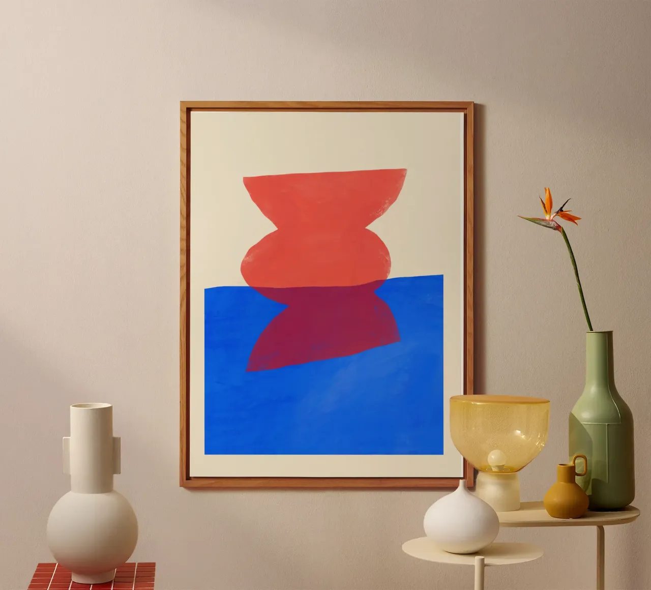 Forme astratte rosse e blu alluminio dibond da Life of Pie