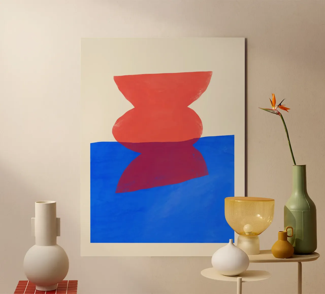 Forme astratte rosse e blu alluminio dibond da Life of Pie