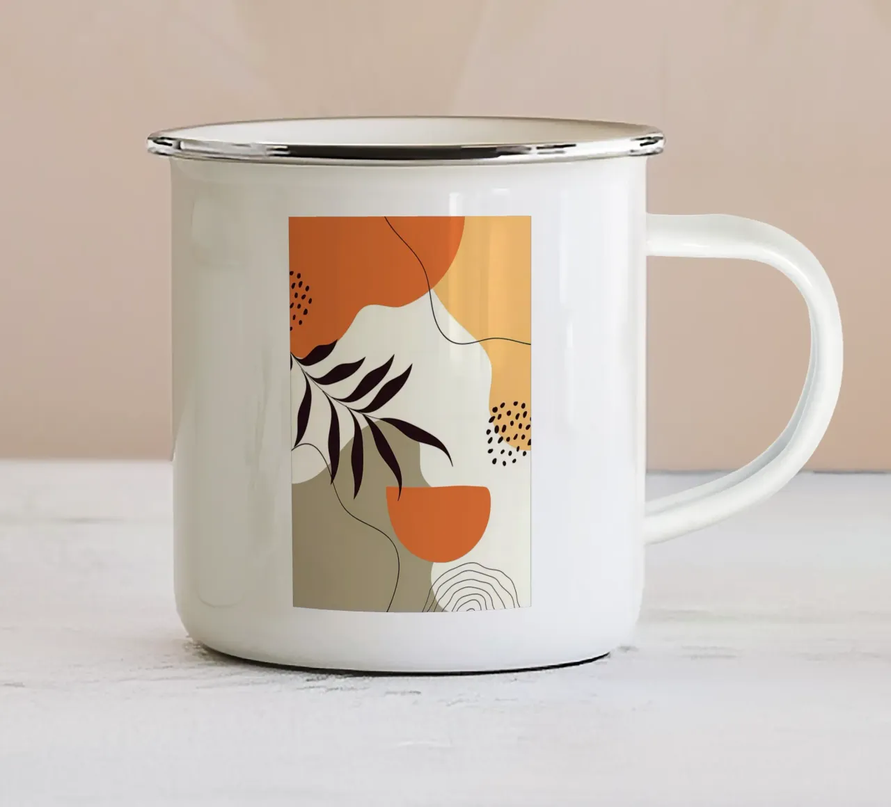 Forme di linee di foglie tropicali tazza in smalto da Locquinn Fuller