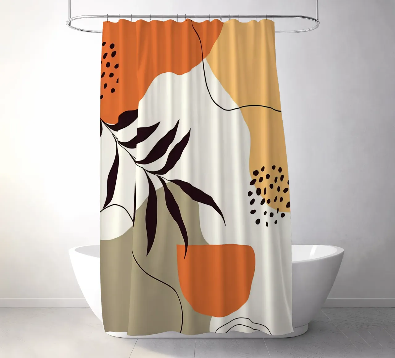 Forme di linee di foglie tropicali tenda da doccia da Locquinn Fuller