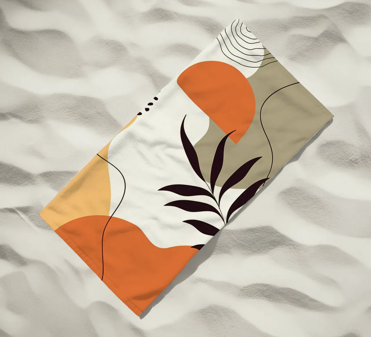 Forme di linee di foglie tropicali telo mare da Locquinn Fuller