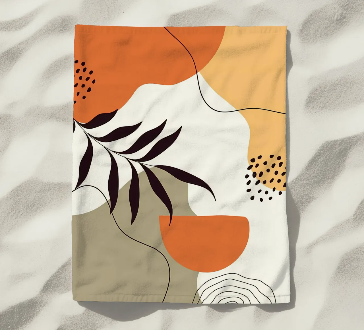 Forme di linee di foglie tropicali telo mare da Locquinn Fuller