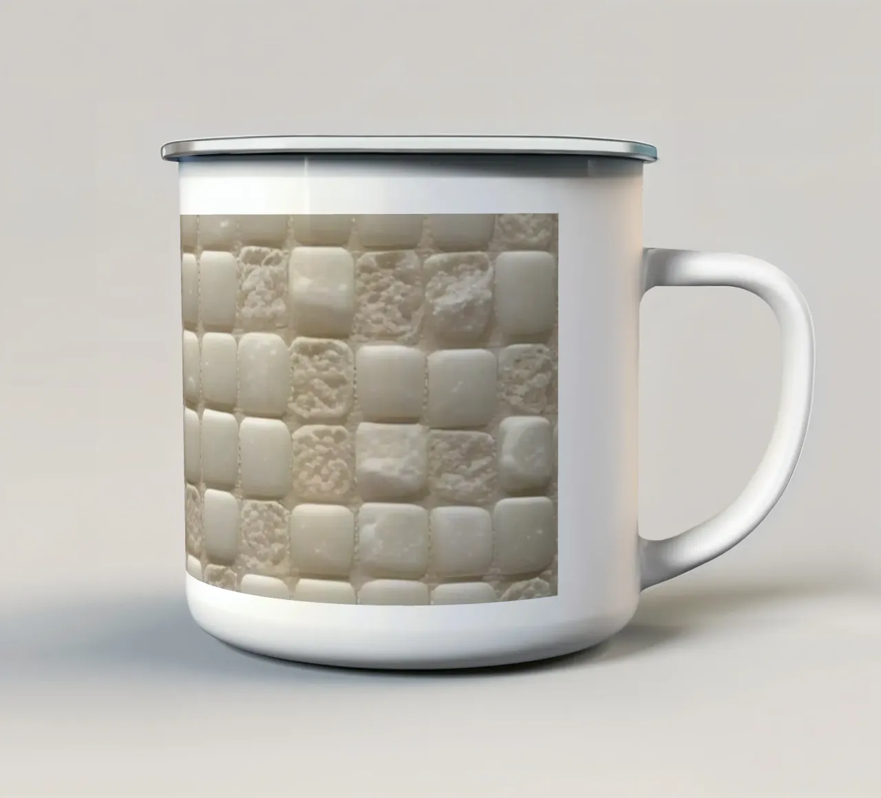 Modello di piastrelle a mosaico bianco crema tazza in smalto da DesignDoodle