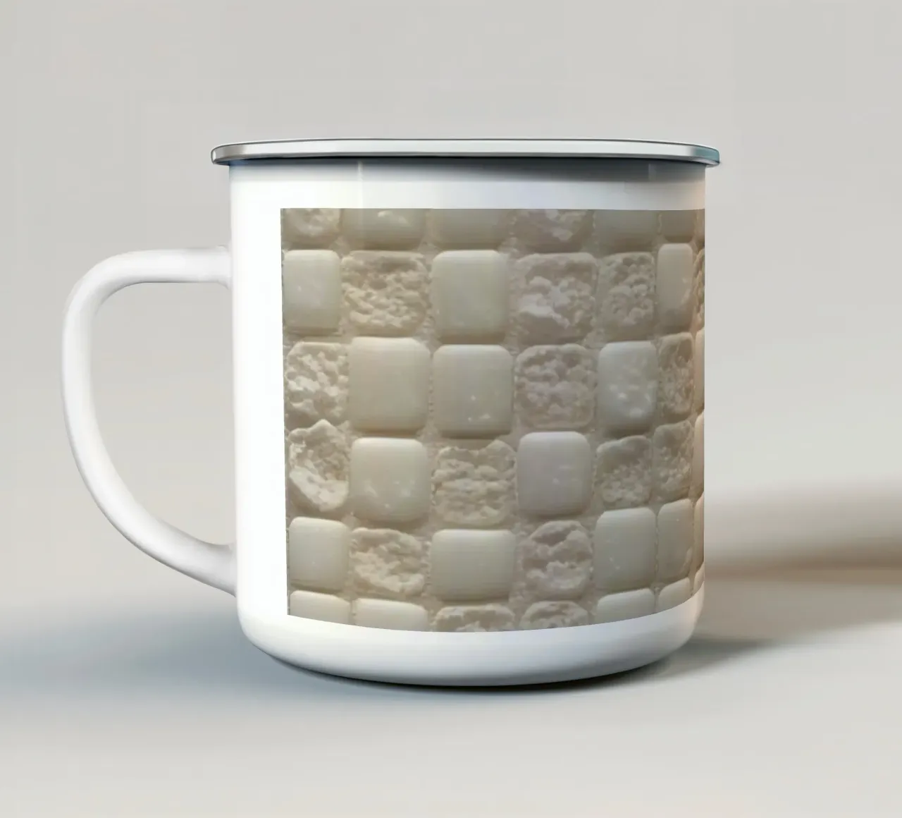 Modello di piastrelle a mosaico bianco crema tazza in smalto da DesignDoodle