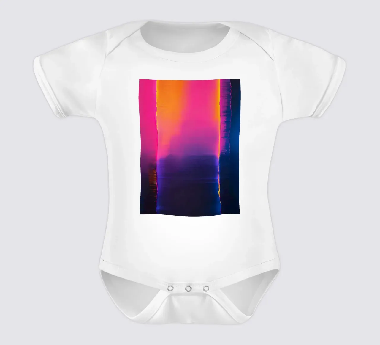 Astratto digitale glitch con tonalità rosa, arancione e viola body neonato maniche corte da DesignDoodle