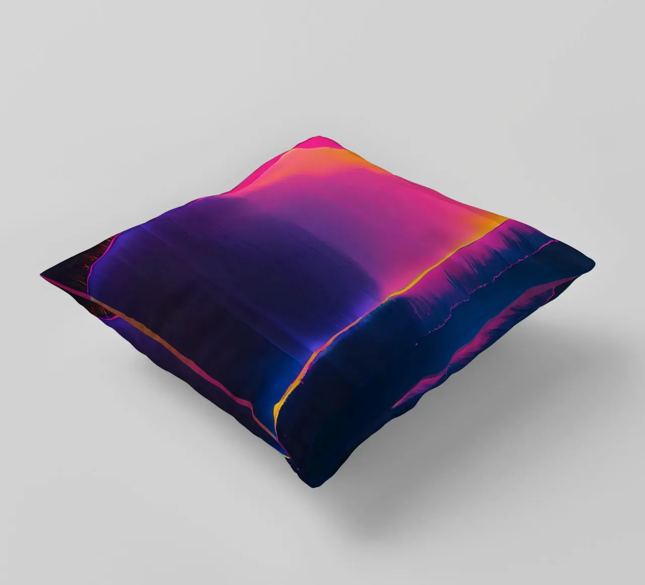 Astratto digitale glitch con tonalità rosa, arancione e viola cuscino da DesignDoodle