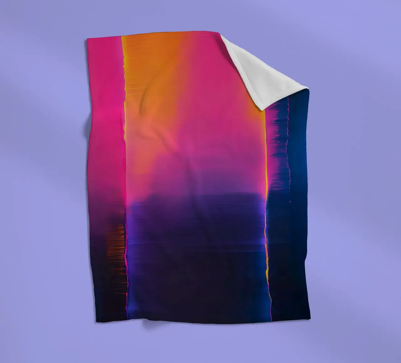 Astratto digitale glitch con tonalità rosa, arancione e viola coperta in pile da DesignDoodle