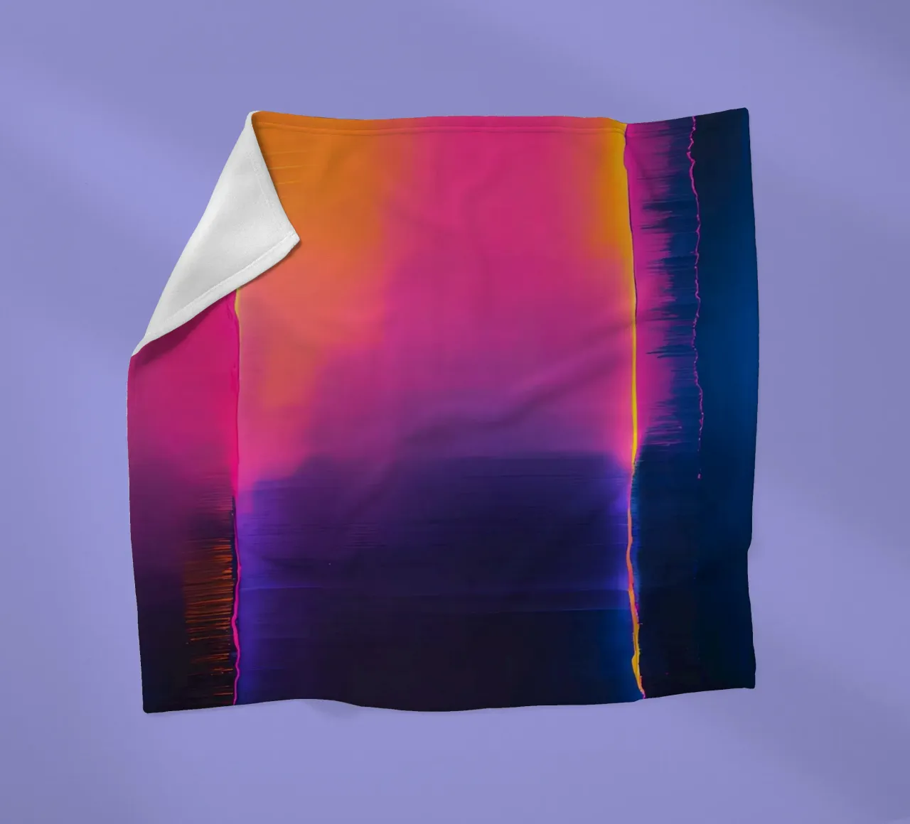 Astratto digitale glitch con tonalità rosa, arancione e viola coperta in pile da DesignDoodle