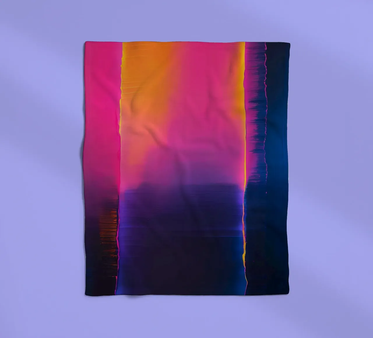 Astratto digitale glitch con tonalità rosa, arancione e viola coperta in pile da DesignDoodle