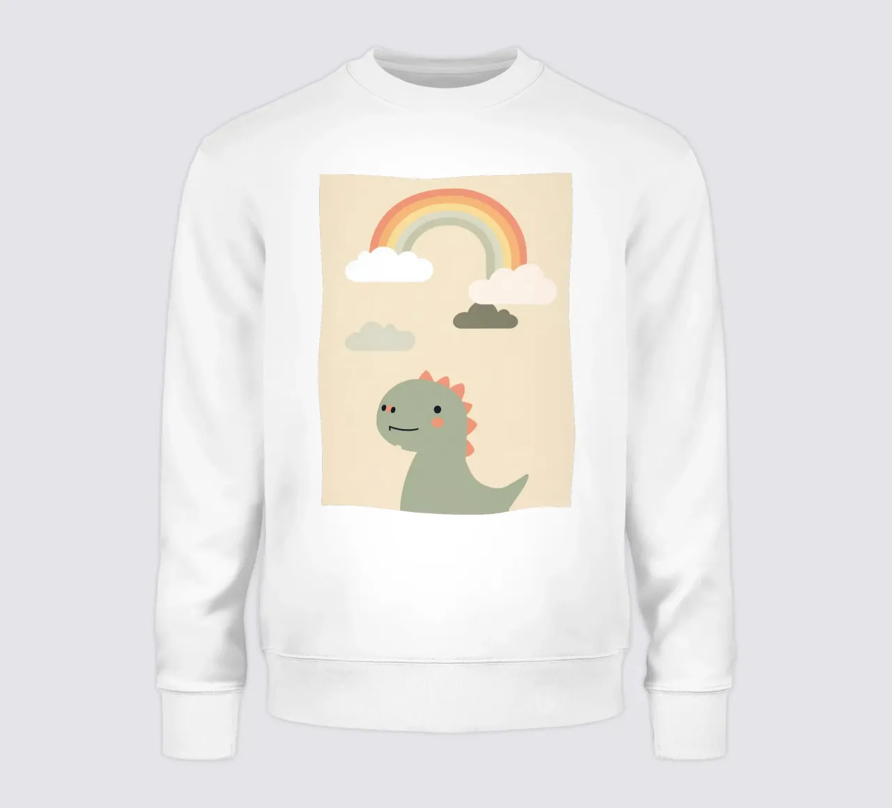 Illustrazione di un simpatico dinosauro e di un arcobaleno felpa da DesignDoodle