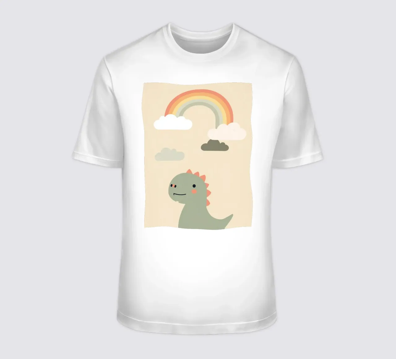 Illustrazione di un simpatico dinosauro e di un arcobaleno t-shirt da DesignDoodle