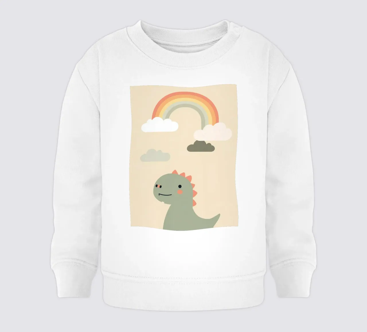 Illustrazione di un simpatico dinosauro e di un arcobaleno felpa neonato da DesignDoodle