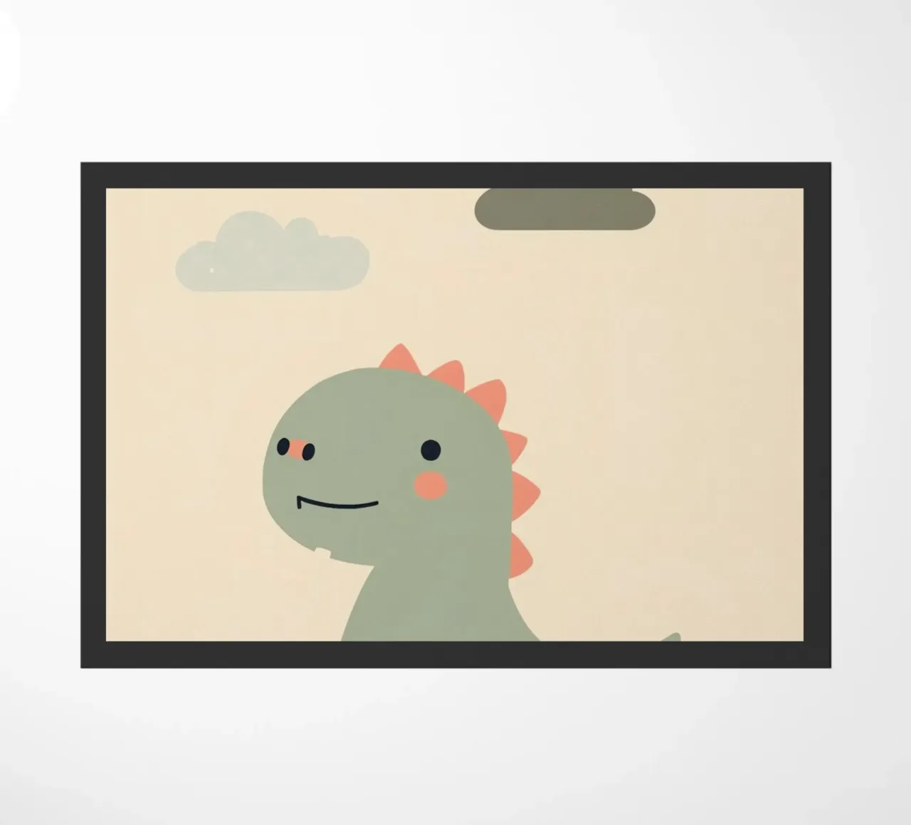 Illustrazione di un simpatico dinosauro e di un arcobaleno zerbino da DesignDoodle