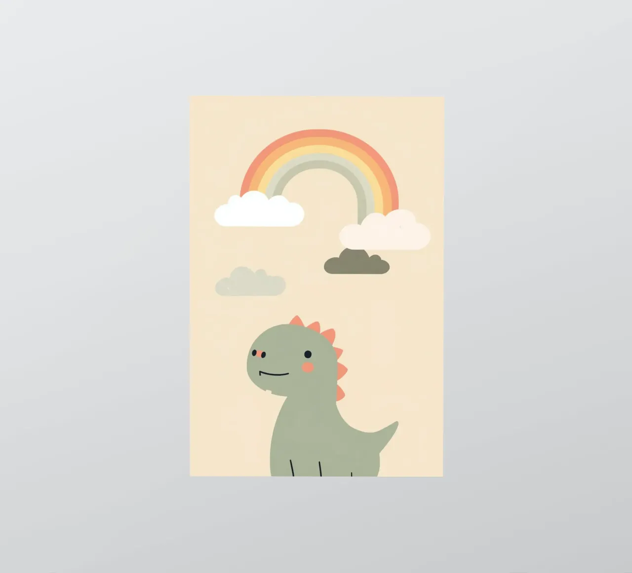 Illustrazione di un simpatico dinosauro e di un arcobaleno adesivo da DesignDoodle