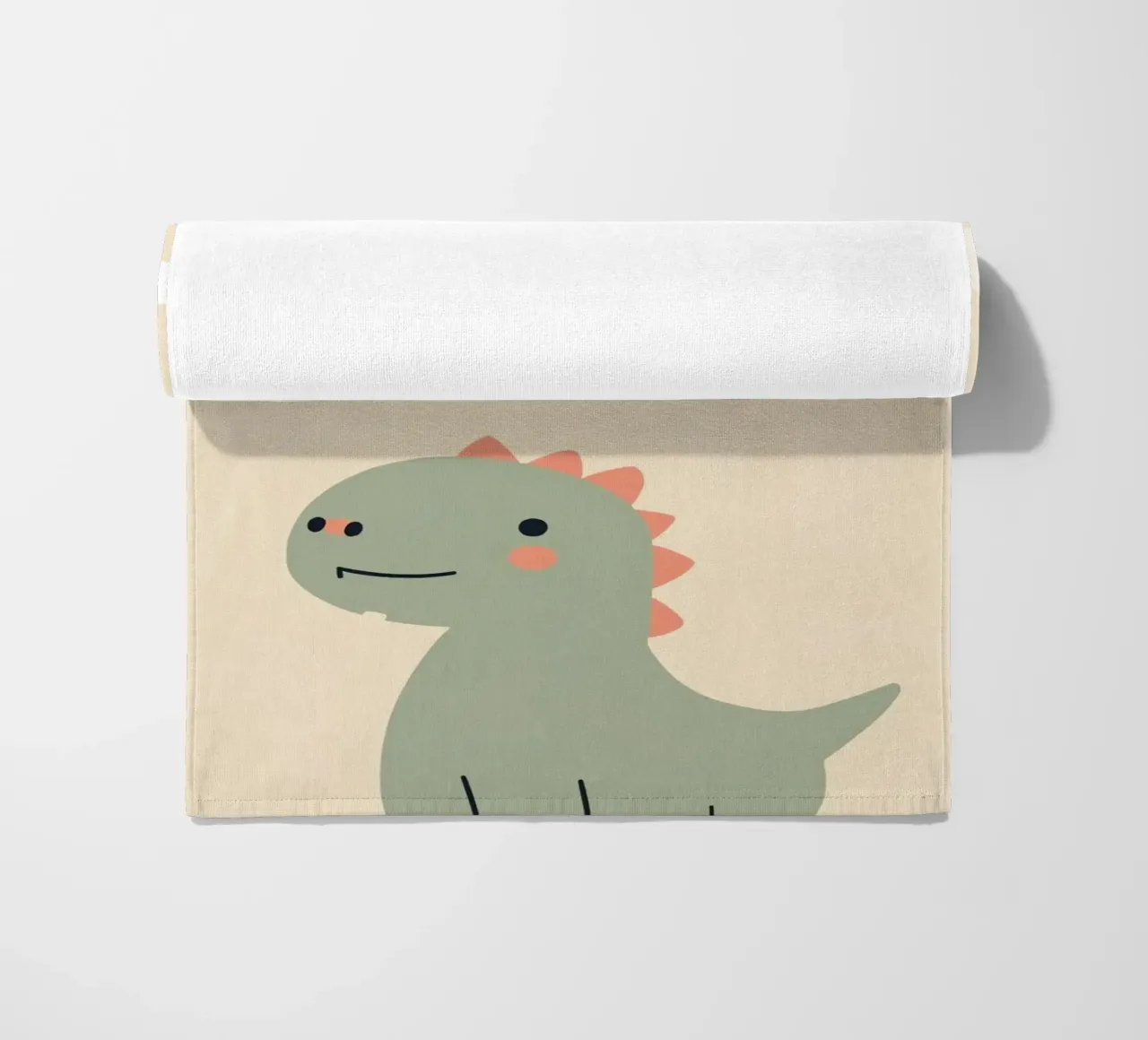 Illustrazione di un simpatico dinosauro e di un arcobaleno telo mare da DesignDoodle