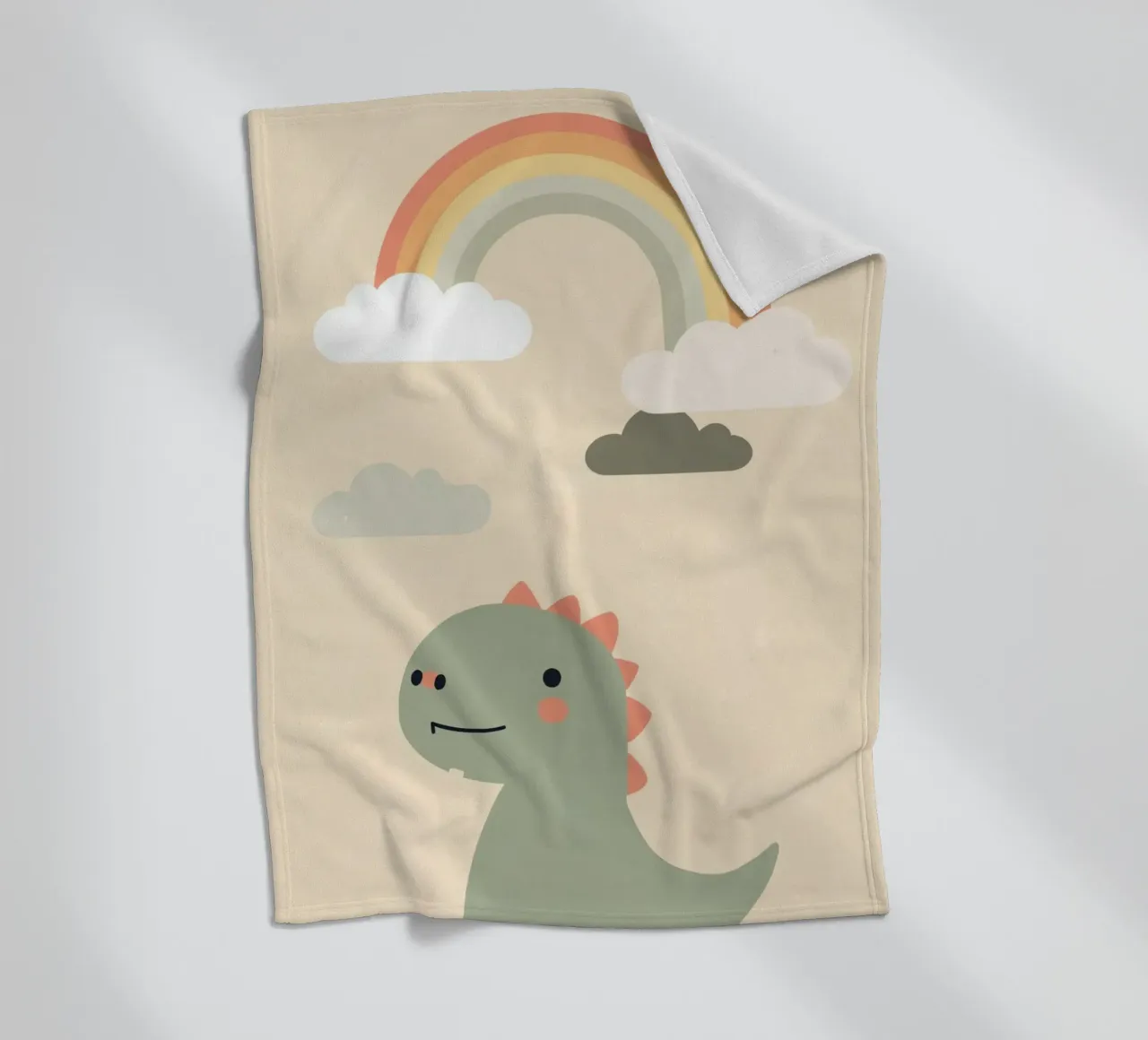 Illustrazione di un simpatico dinosauro e di un arcobaleno coperta in pile da DesignDoodle