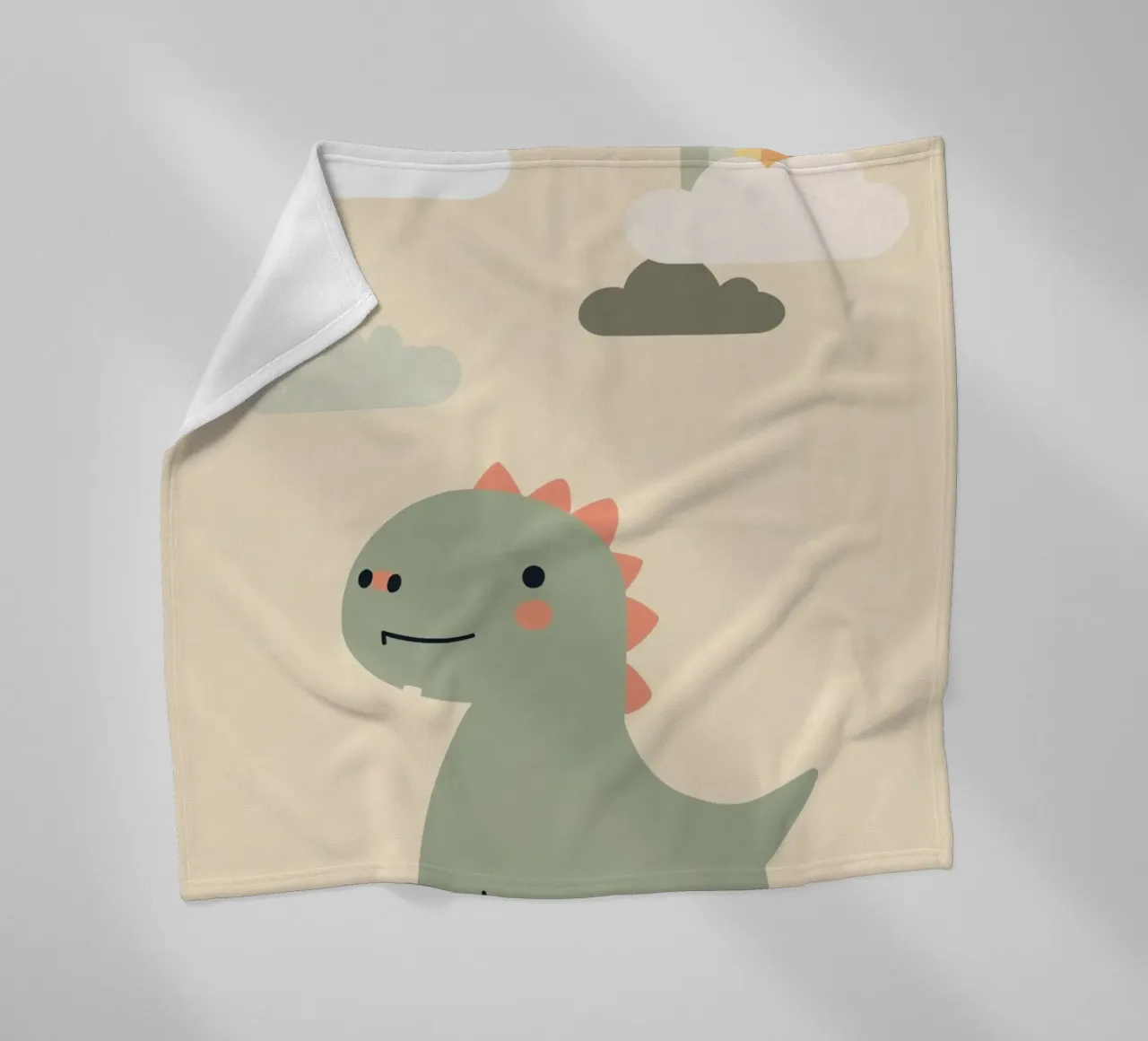 Illustrazione di un simpatico dinosauro e di un arcobaleno coperta in pile da DesignDoodle
